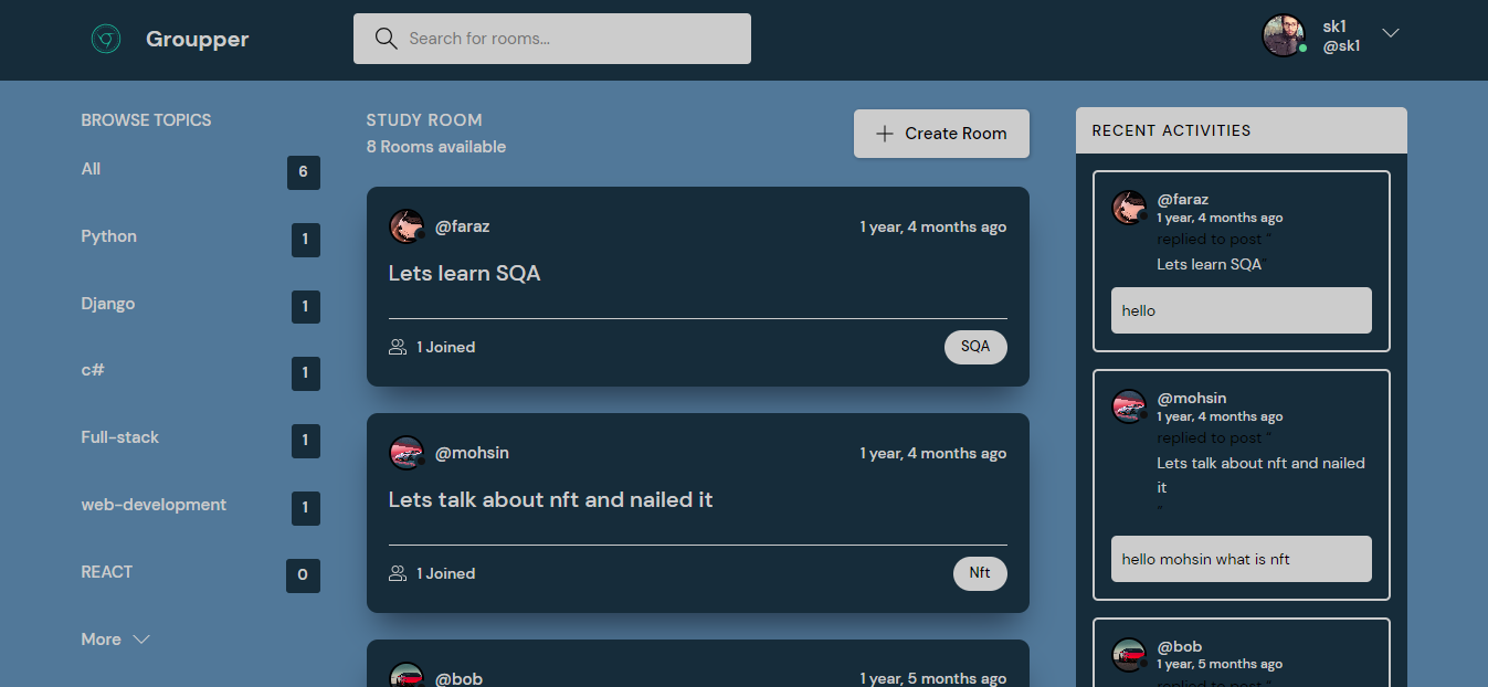 Groupper Student Discussion Web App